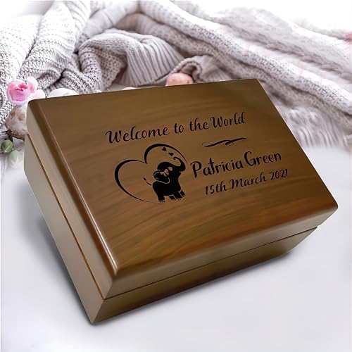 Premium Walnut Baby Keepsake Box with Custom Engraving