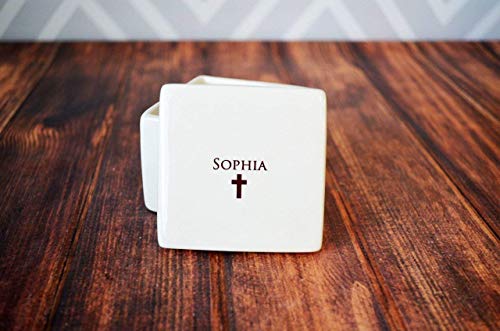 Personalized Deep Square Keepsake Box for Baptism or First Communion