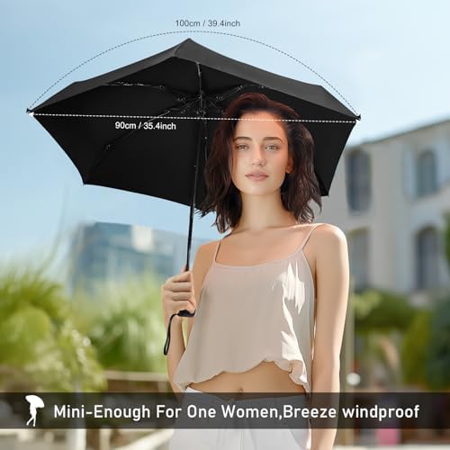 LEAGERA Mini Travel Umbrella Black 1 Pack