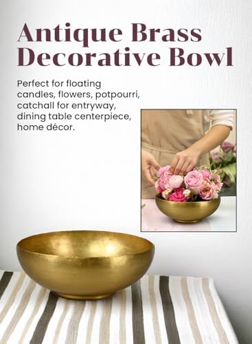 Serene Spaces Living Decorative Brass Bowl 12 Diameter