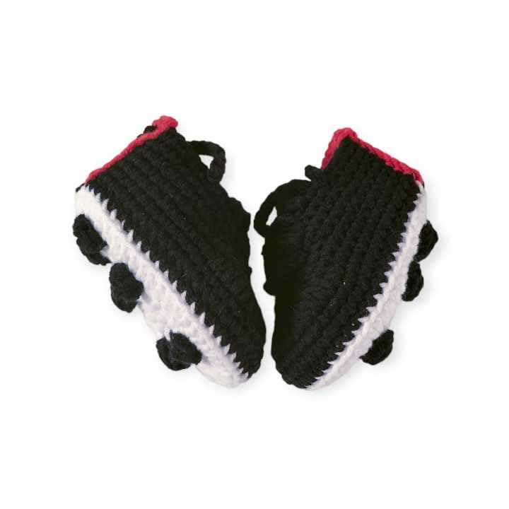 Handmade Black Baby Soccer Cleats for Newborns