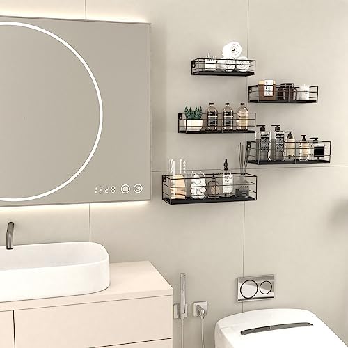 CRUGLA Wall Mounted Floating Shelves Set of 5 Black