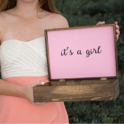Cades and Birch Baby Gender Reveal Wood Box Blue Pink Reversible
