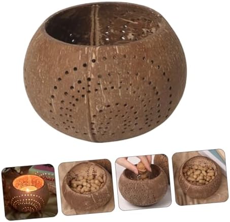 Zerodeko Coconut Shell Candle Bowl Multi-Use Food Container