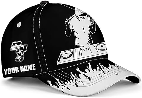 Personalized DJ Baseball Cap for Men Women Custom Name Funny Music Hat