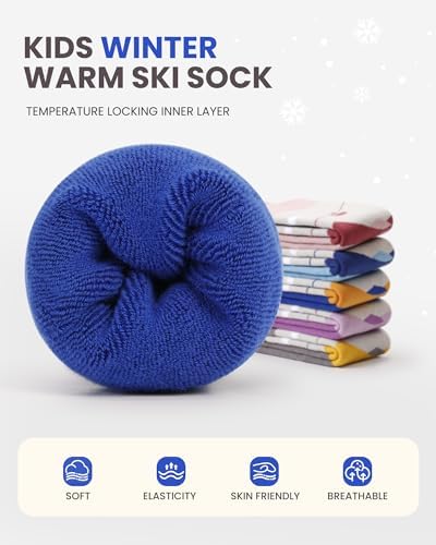OutdoorMaster Kids Ski Socks Warm Thermal Over the Calf Design