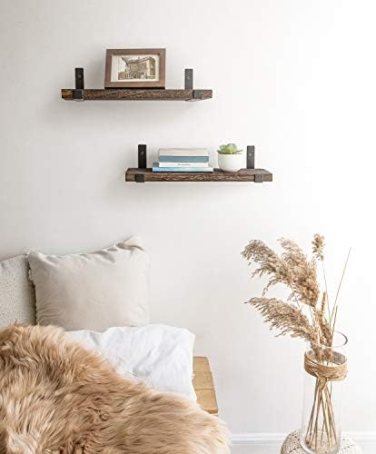 Mkono Rustic Floating Shelves Set of 2 with Lip Brackets