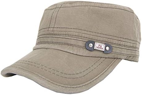 ChezAbbey Organic Cotton Flat Top Cadet Cap for Men Women