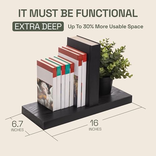 BAOBAB WORKSHOP Floating Shelves Set of 2 - Black Natural Wood