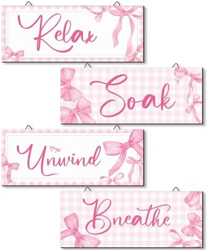 Yousoontic 4Pcs Pink Bow Wall Decor Set