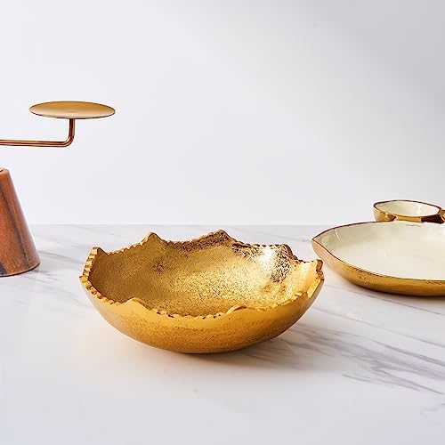 GUTE Gold Brass Half Moon Centerpiece Bowl with Rugged Edges 1