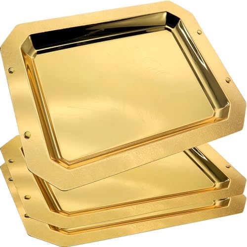 Pack of 3 14x98 Inch Iron Gold Serving Trays