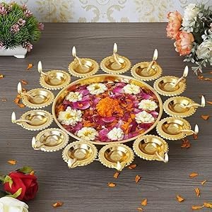 FIRKIRI Gold 14 Inch Floating Flower Urli Bowl