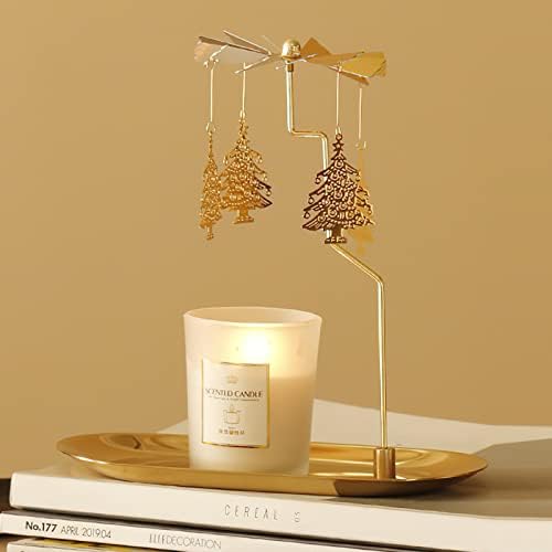 Creahaus Gold Carousel Candle Spinner with Tray