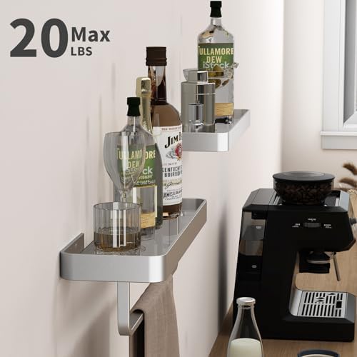 Danpoo 16-Inch Floating Shelves with Towel Bar 2-Pack Storage Set