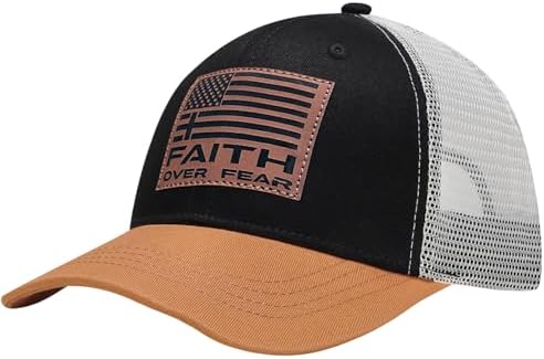 Faith Over Fear Leather Cross Baseball Cap for Men 1