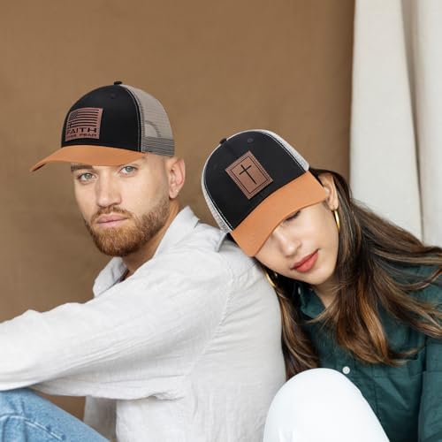 Faith Over Fear Leather Cross Baseball Cap for Men 1