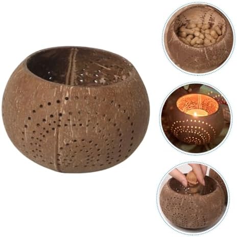 Zerodeko Coconut Shell Candle Bowl Multi-Use Food Container