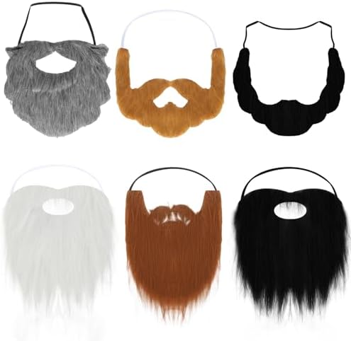 6 Pcs Wizard Beard Halloween Costume Accessories with Adjustable Elastic Rope