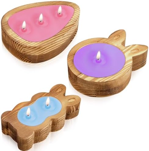 GlikCeil 3 Pack Wooden Candle Dough Bowls Set