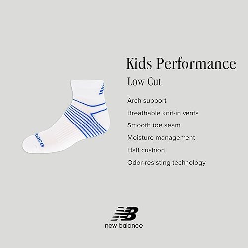 New Balance Kids Performance Cushioned Low Cut Socks 8 Pairs