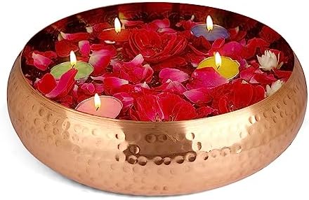 SATVIK Decorative Copper Urli with Hammered Design