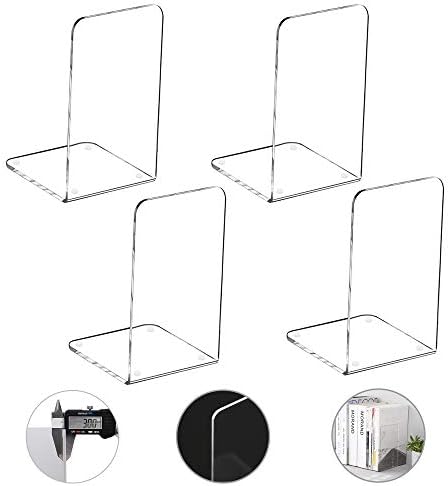 MerryNine Clear Acrylic Book Ends 4pcs Set