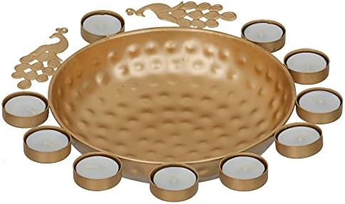 Webelkart Decorative Round Peacock Urli Bowl 12 Inches