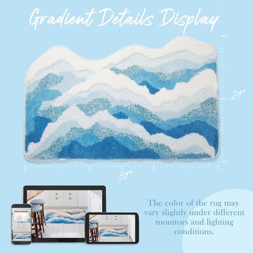DyeFury Blue Ocean Wave Bath Mat 31x21