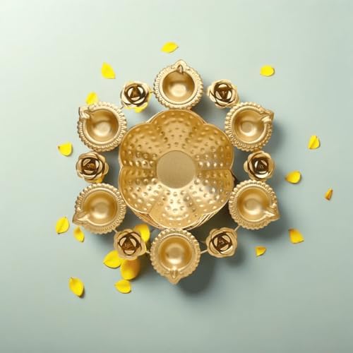 DIGGY ARTS Premium Gold Urli Bowl 11 Inch