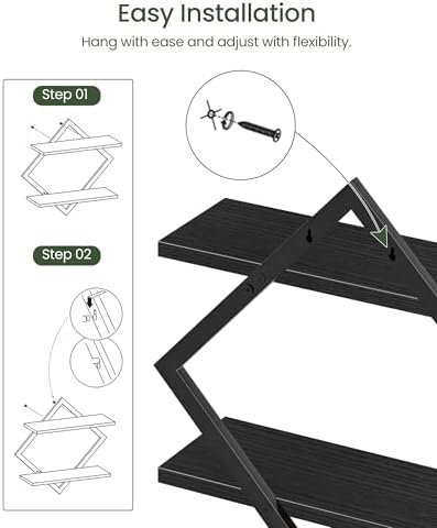 CHOEZON 2-Piece Floating Shelves Set Black Industrial Style