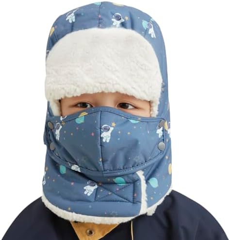 Cute Kids Winter Hat with Ear Flaps and Adjustable Chin Strap