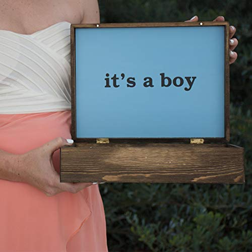 Cades and Birch Baby Gender Reveal Wood Box Blue Pink Reversible