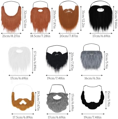 10 Pcs Fake Beards Funny Realistic Beards for Men