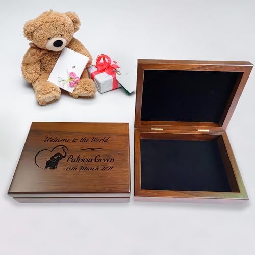Premium Walnut Baby Keepsake Box with Custom Engraving