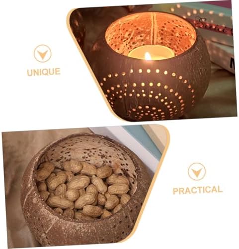 Zerodeko Coconut Shell Candle Bowl Multi-Use Food Container