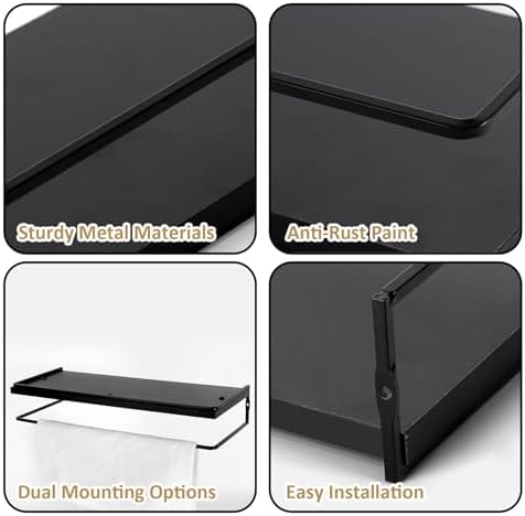 Modern Floating Shelf Set with Towel Rack for Bathroom Storage
