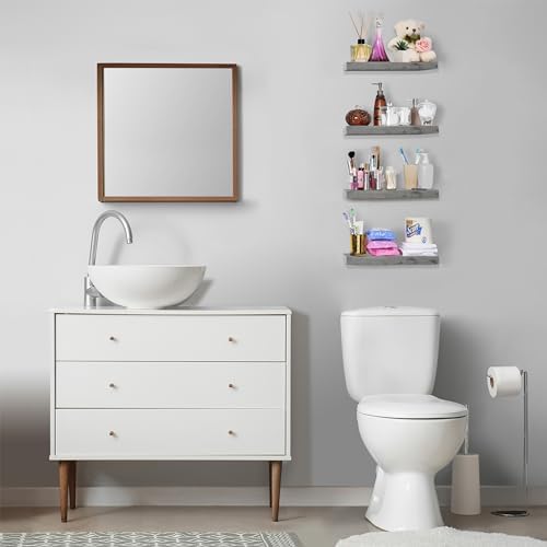 Sorbus Floating Shelves 4 Pack 16 Grey Wall Mount Storage