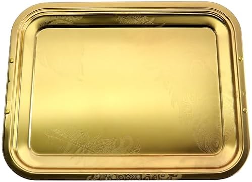 Pack of 2 17 x 131 Iron Gold Plated Serving Trays