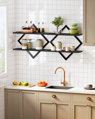 CHOEZON 2-Piece Floating Shelves Set Black Industrial Style