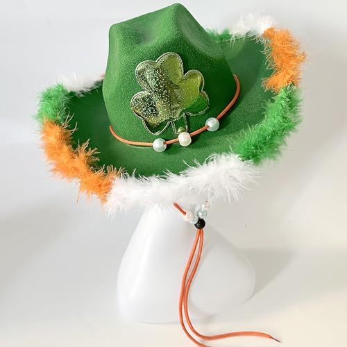 St Patricks Day Cowboy Hat Green Wide Brimmed 1