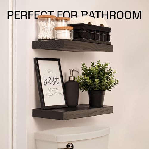 BAOBAB WORKSHOP Floating Shelves Set of 2 - Black Natural Wood