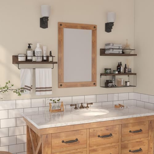 PopiShelves Dark Brown Wall Mounted Shelf Set with Basket