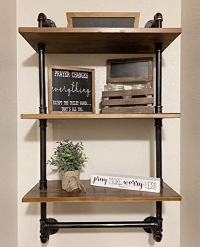 DRIRON Rustic 3-Tier Wall Shelf with Towel Bar24 Industrial Design