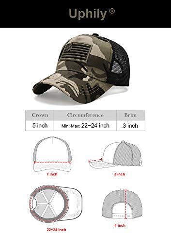 Uphily Camo American Flag Snapback Cap