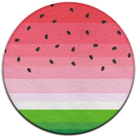 Modern Watermelon Red Green Stripes Round Rug 36inch