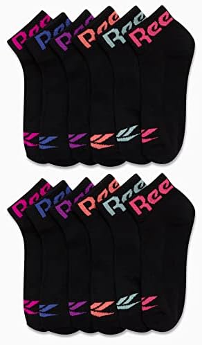 Reebok 12-Pack Stretch Performance Quarter Cut Socks for Girls