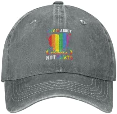 Love is About Hearts Not Parts Washed Denim Baseball Cap