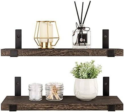 Mkono Rustic Floating Shelves Set of 2 with Lip Brackets