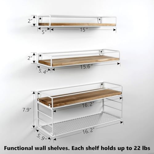 Wall Mounted Bathroom Shelves Over Toilet Set of 3